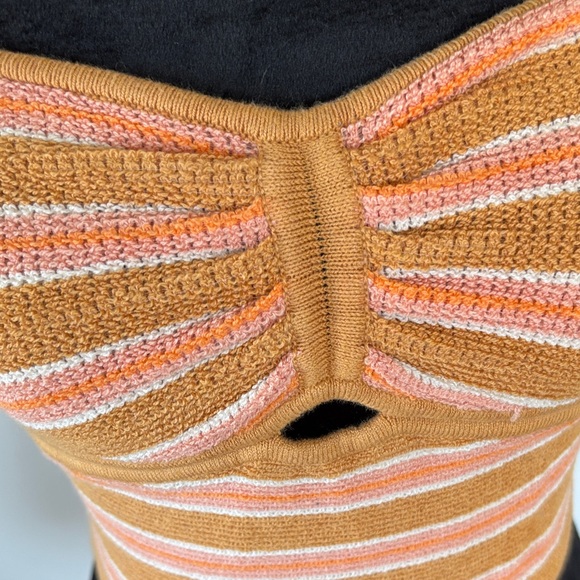American Eagle Outfitters retro pink/orange/tan Striped knit Crop Top - Picture 4 of 6